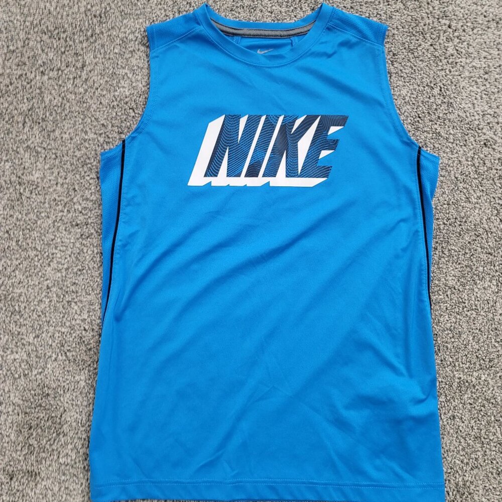 Boys Blue Nike Dri-Fit Sleeveless Shirt Large